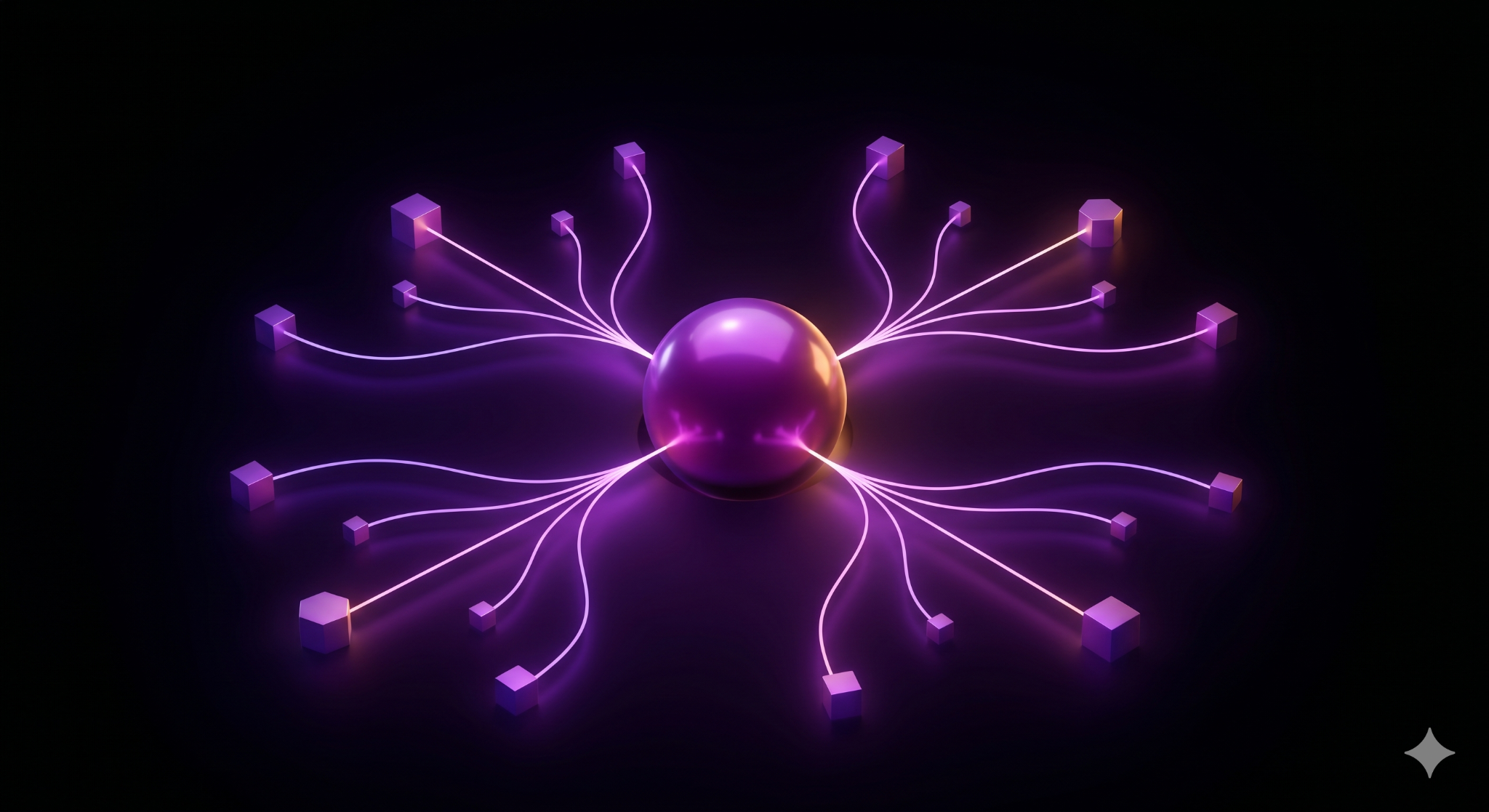 Abstract rendering of one autonomous source acting on many connected data points at once