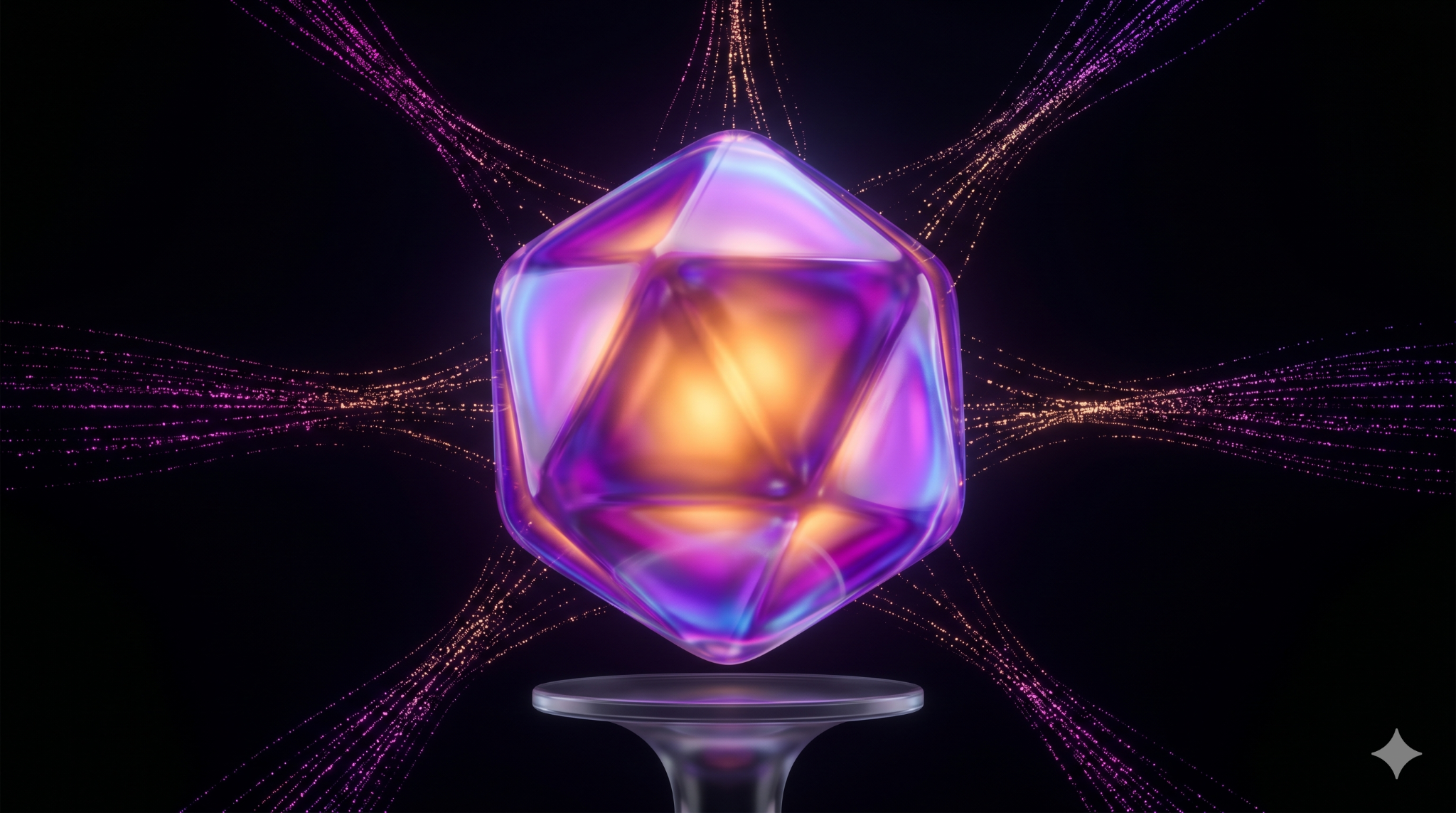 Abstract hero form encapsulating curated data taking shape at its source