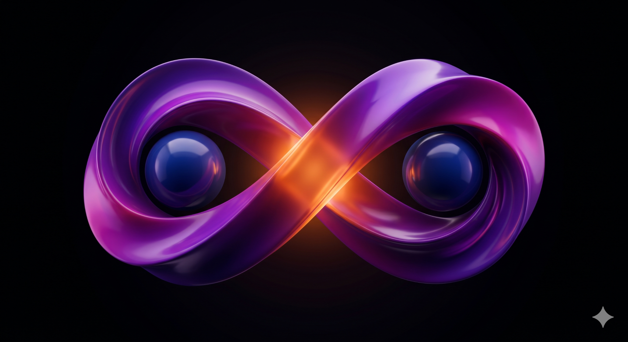 Abstract 3D looping form representing a continuous data-to-model feedback cycle