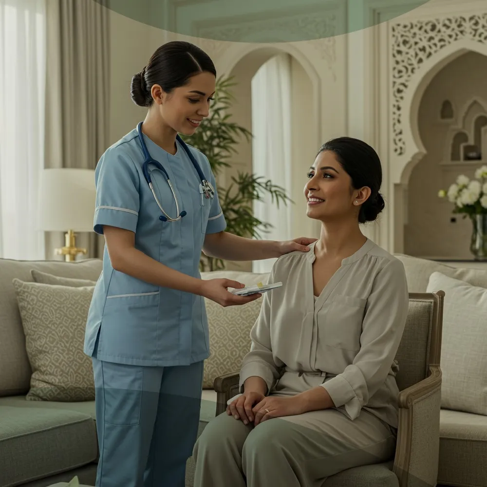 doctor guiding patient at home