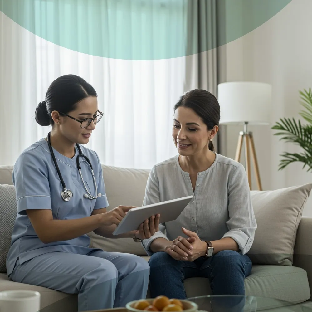 doctor and patient in good mode at home