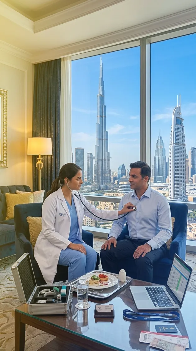 doctor in hotel room