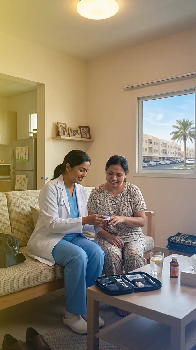 doctor guiding patient at home