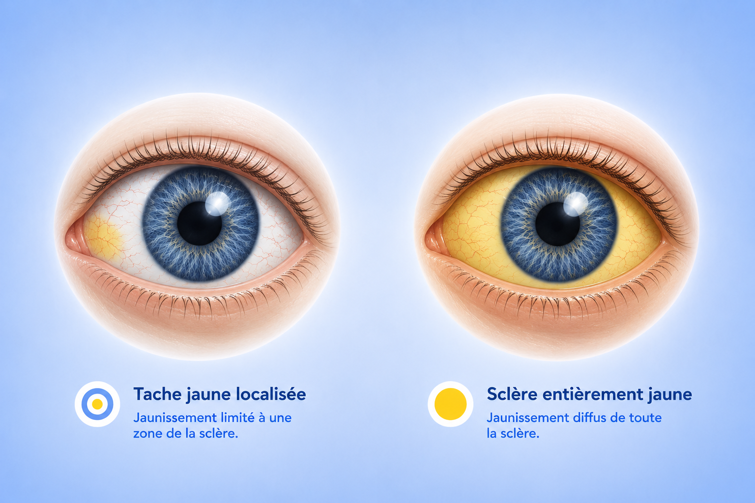 Schéma bilan des causes des yeux jaunes