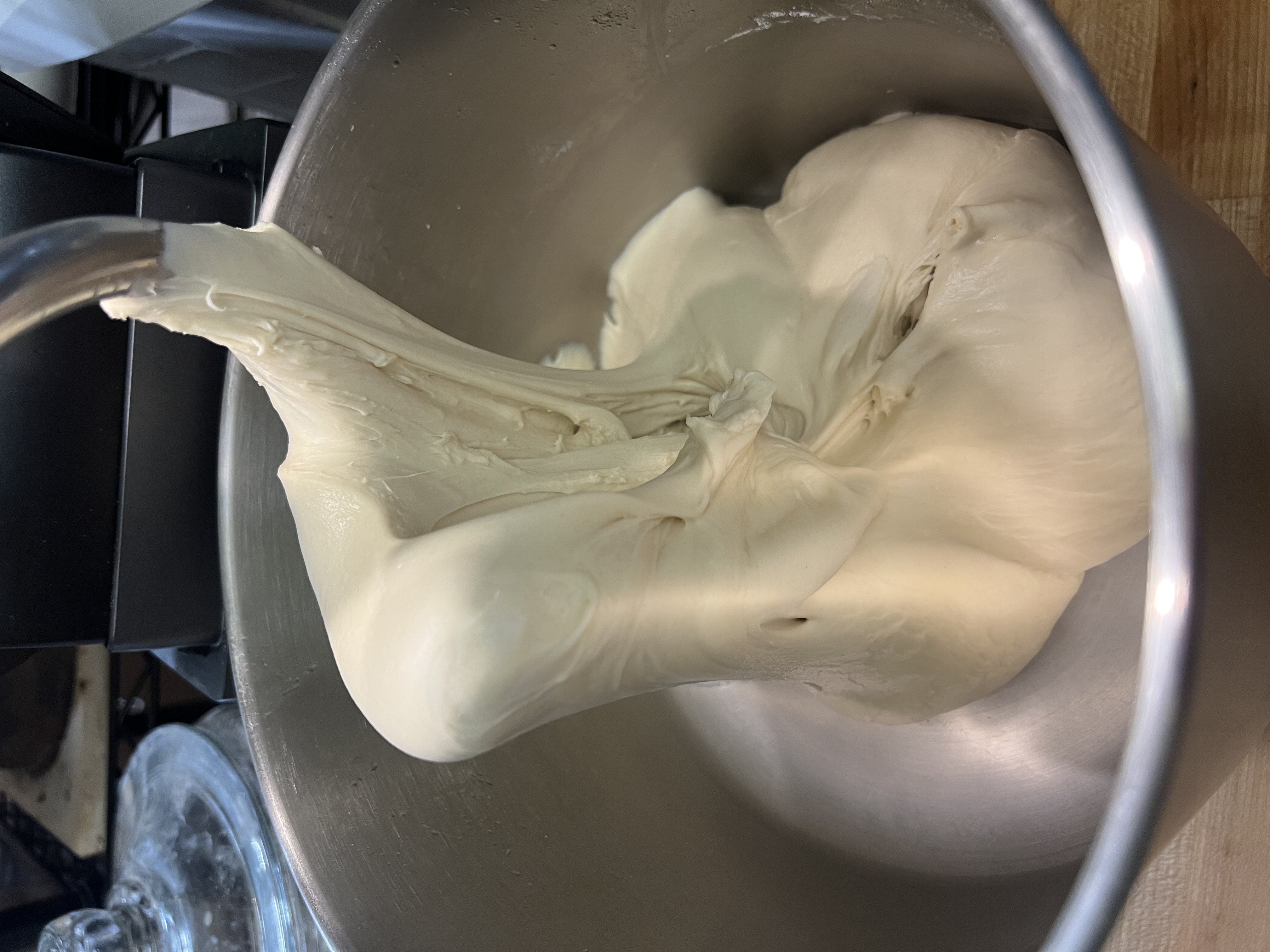 Dough after mixing showing clean bowl