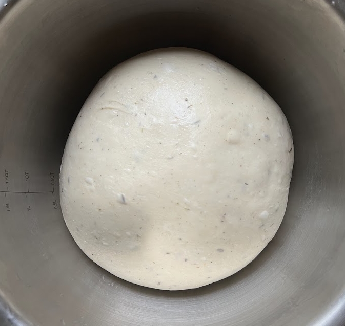Garlic roll dough right after mixing