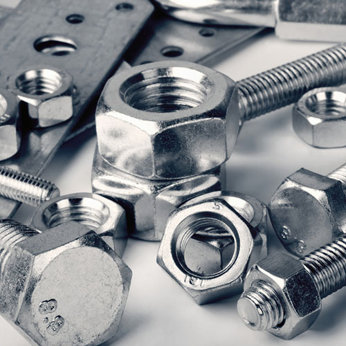 Nuts and bolts in a pile.
