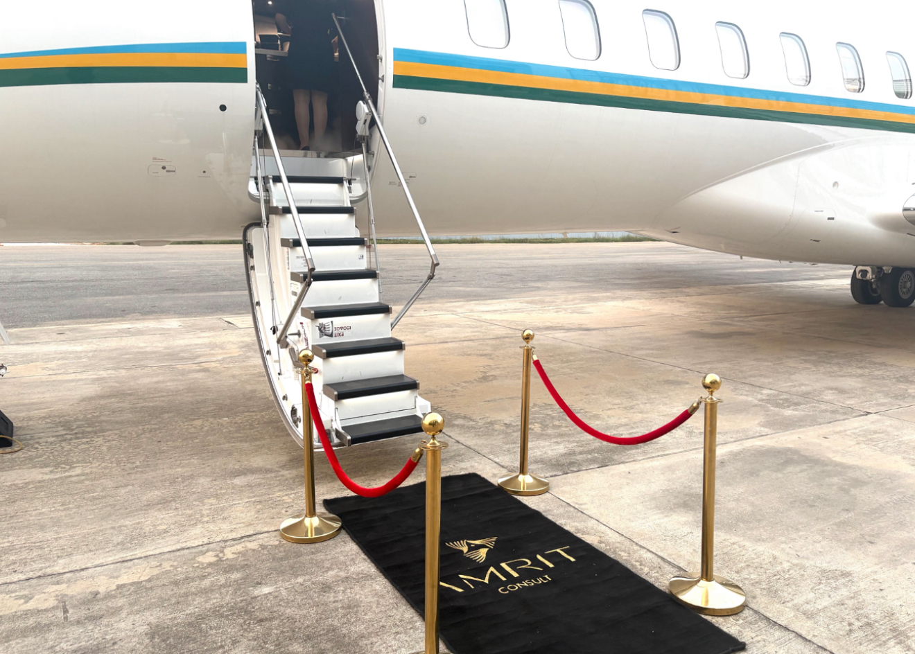 Close-up of a private jet engine with a polished metallic exterior