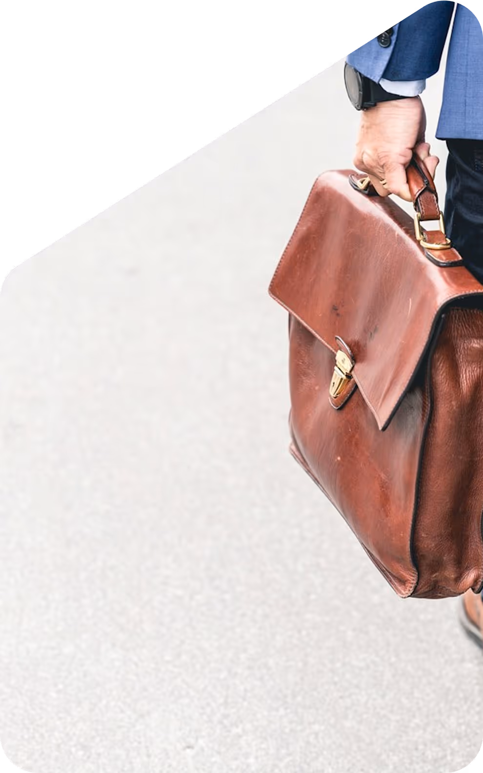Professional holding a briefcase symbolizing business, work, and corporate readiness.