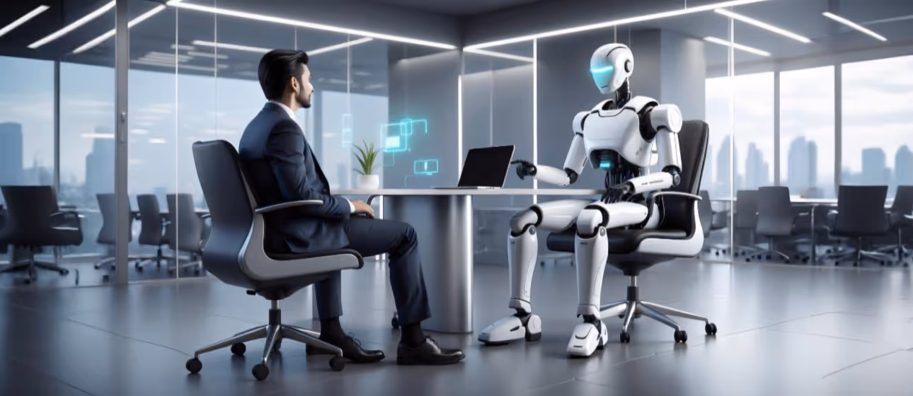 A conversation between an AI agent and a human representing an interview