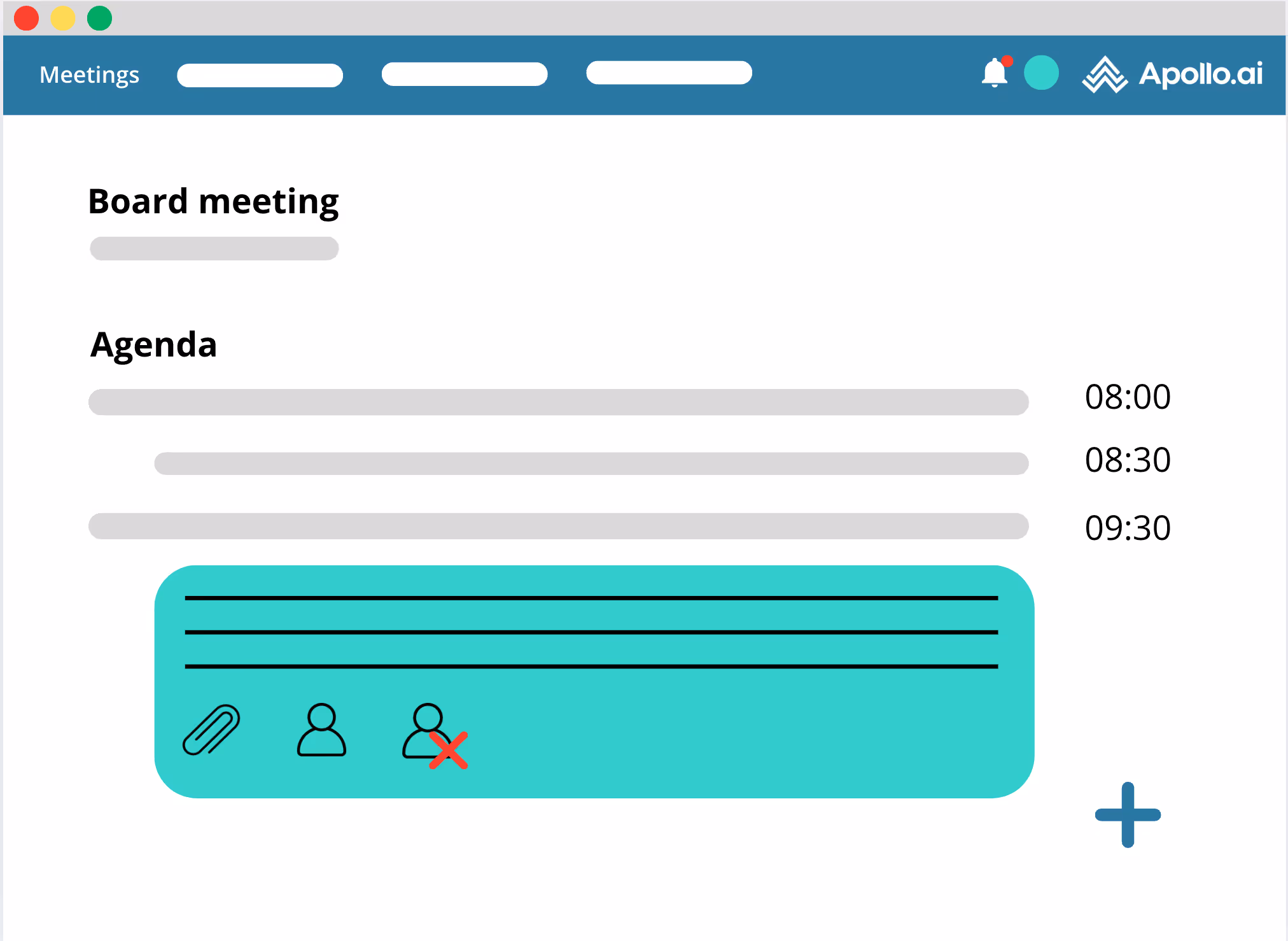 Agenda editor with guest and document management