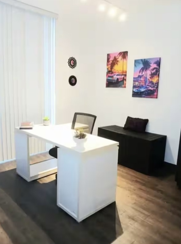 Office with desk and chair