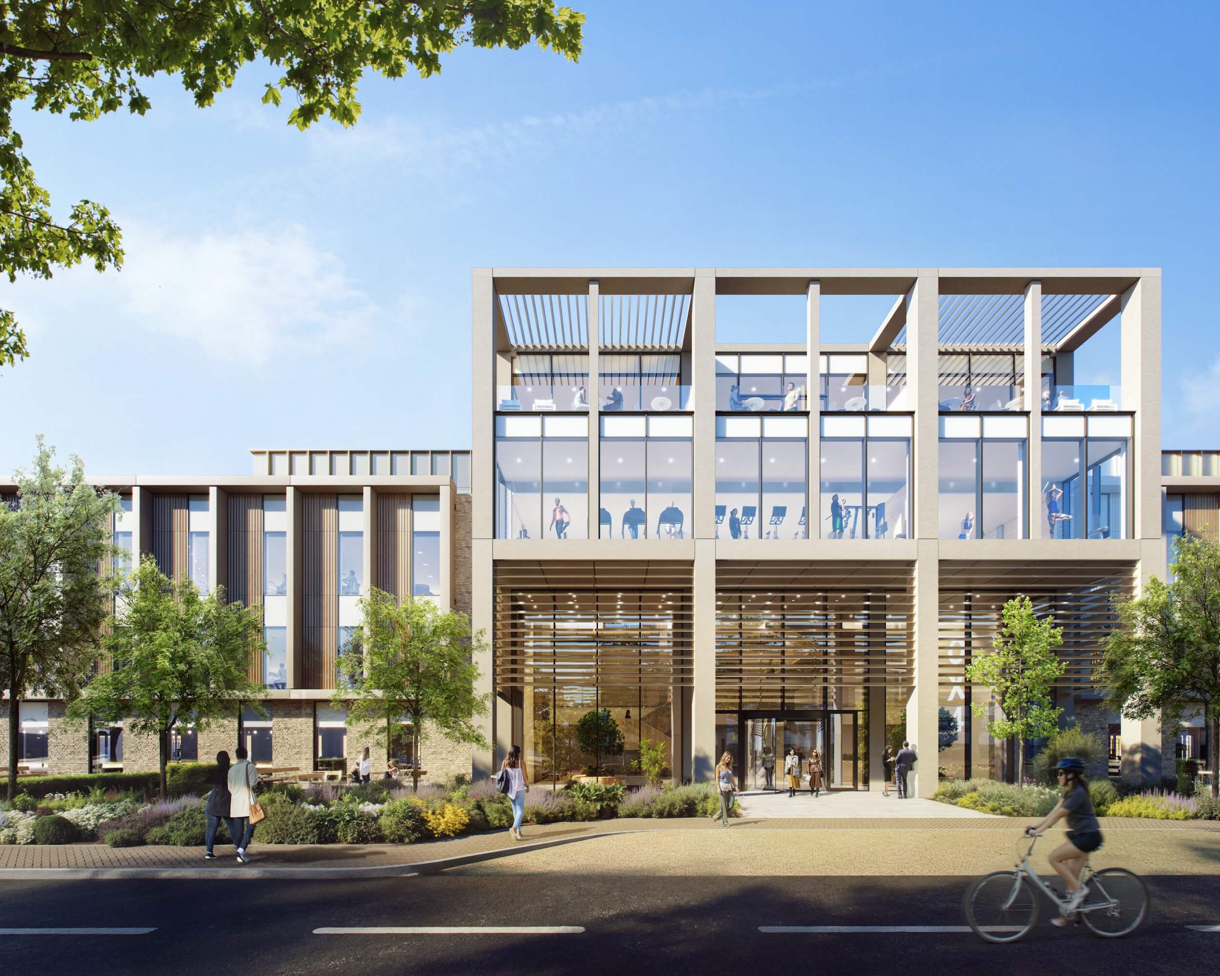 Ascent project in Oxford, a computer generated image, showing the context of the project and its entrance.
