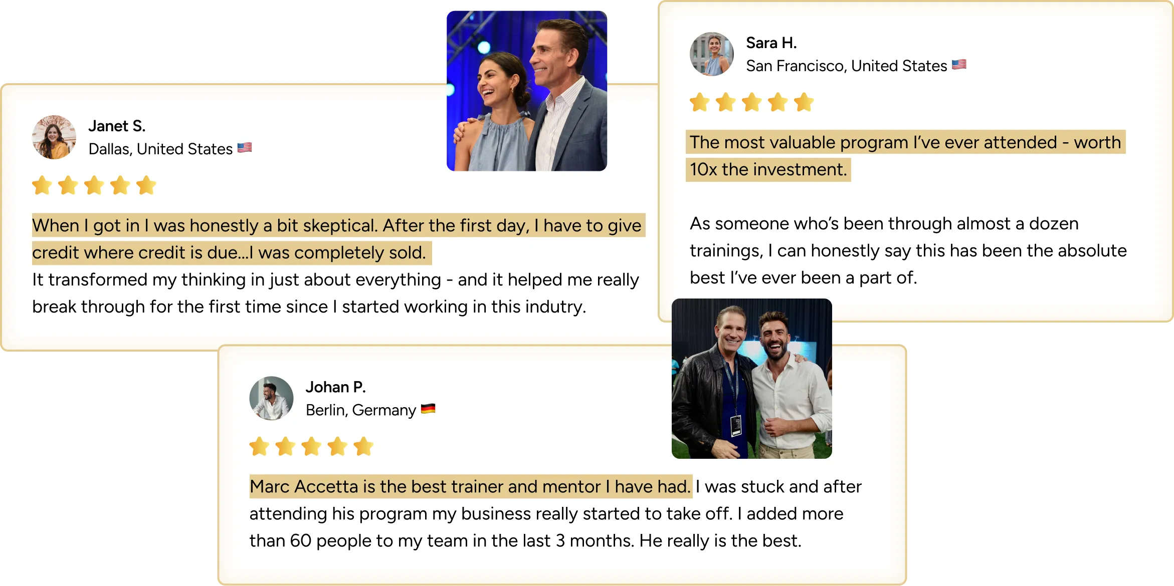 testimonial of people collaborating with marc