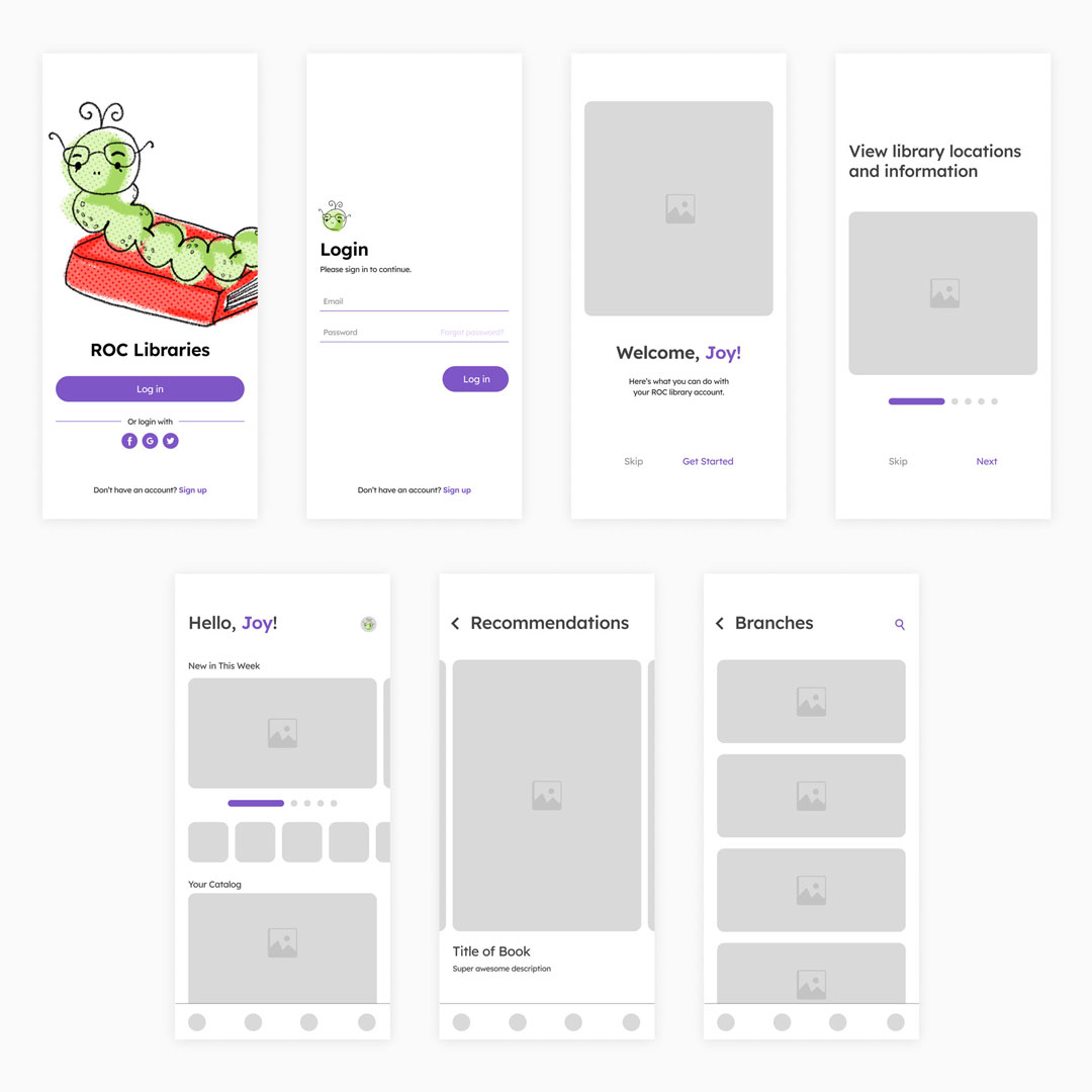 book worm wireframes