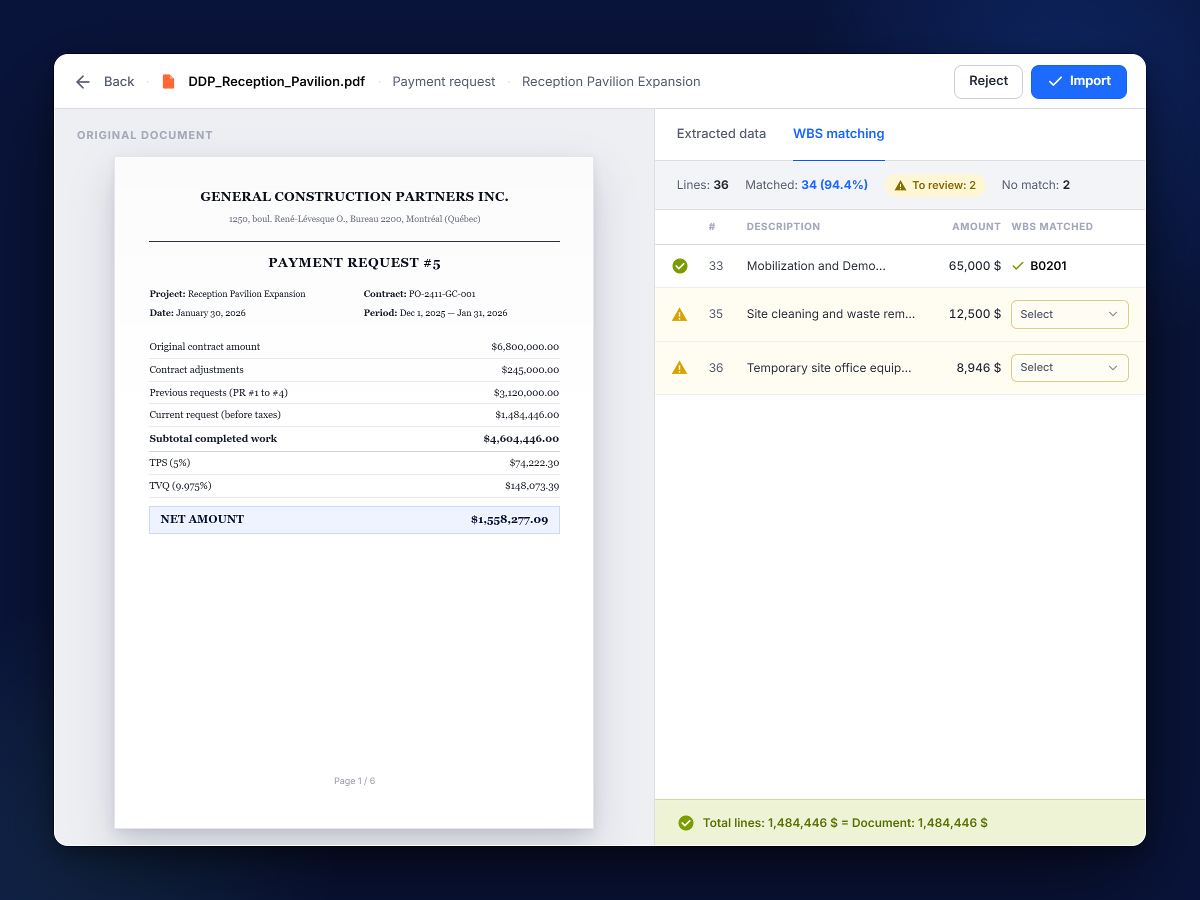Aidi SmartDoc — automatic invoice and payment request processing for capital projects