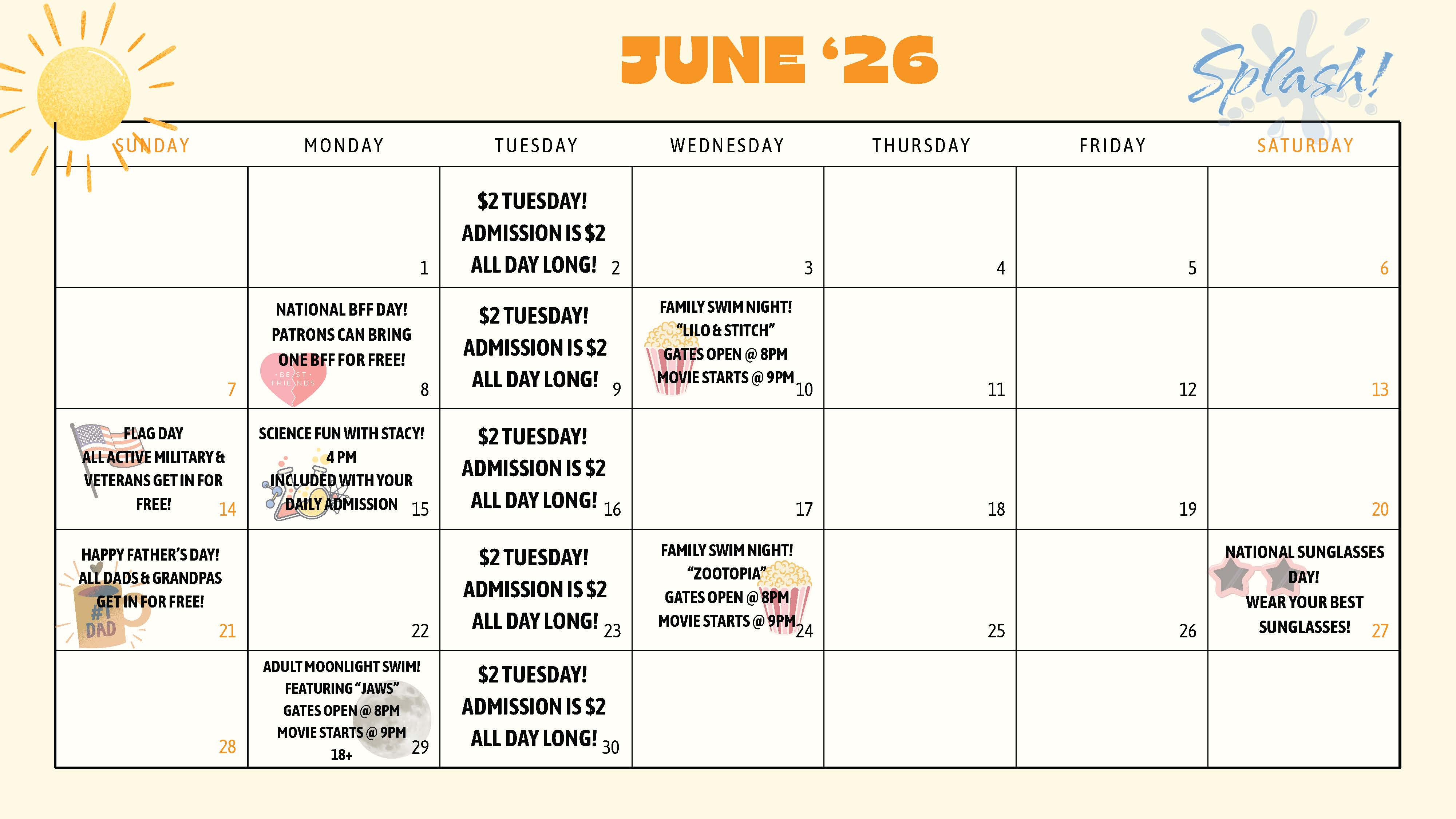 June 2026 Pool Schedule