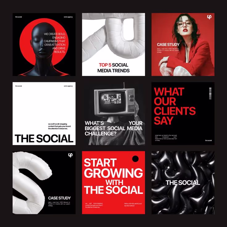 Mockup of social media posts
