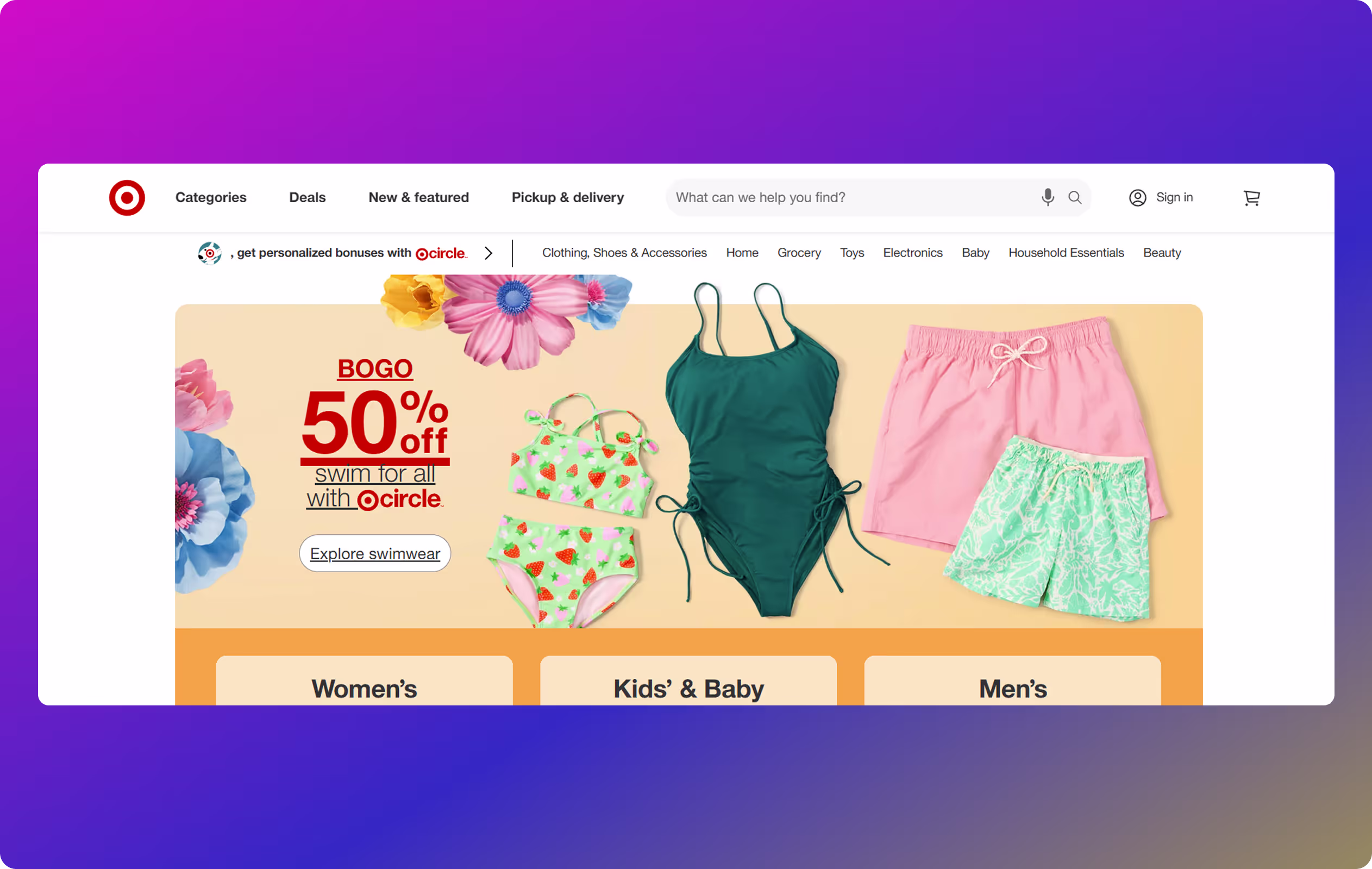 Ecommerce website mockup