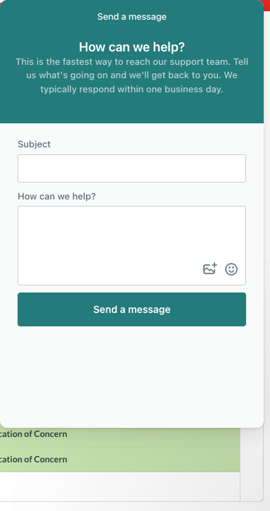 Standard Education support message form