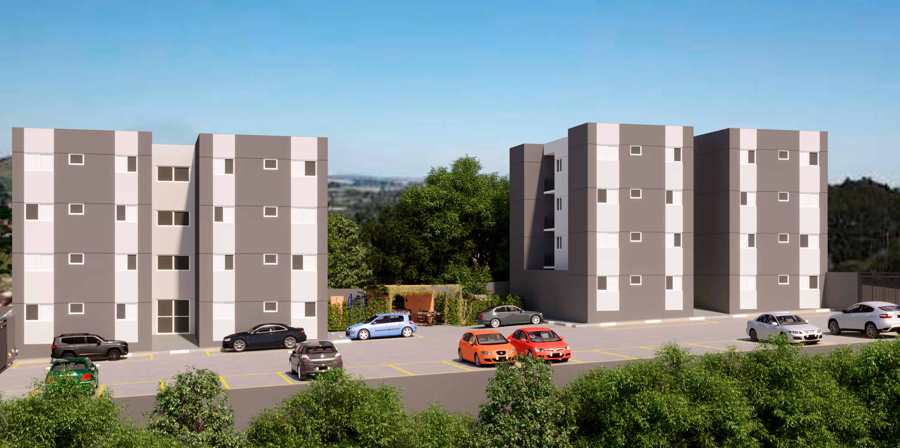 Vista moderna do residencial