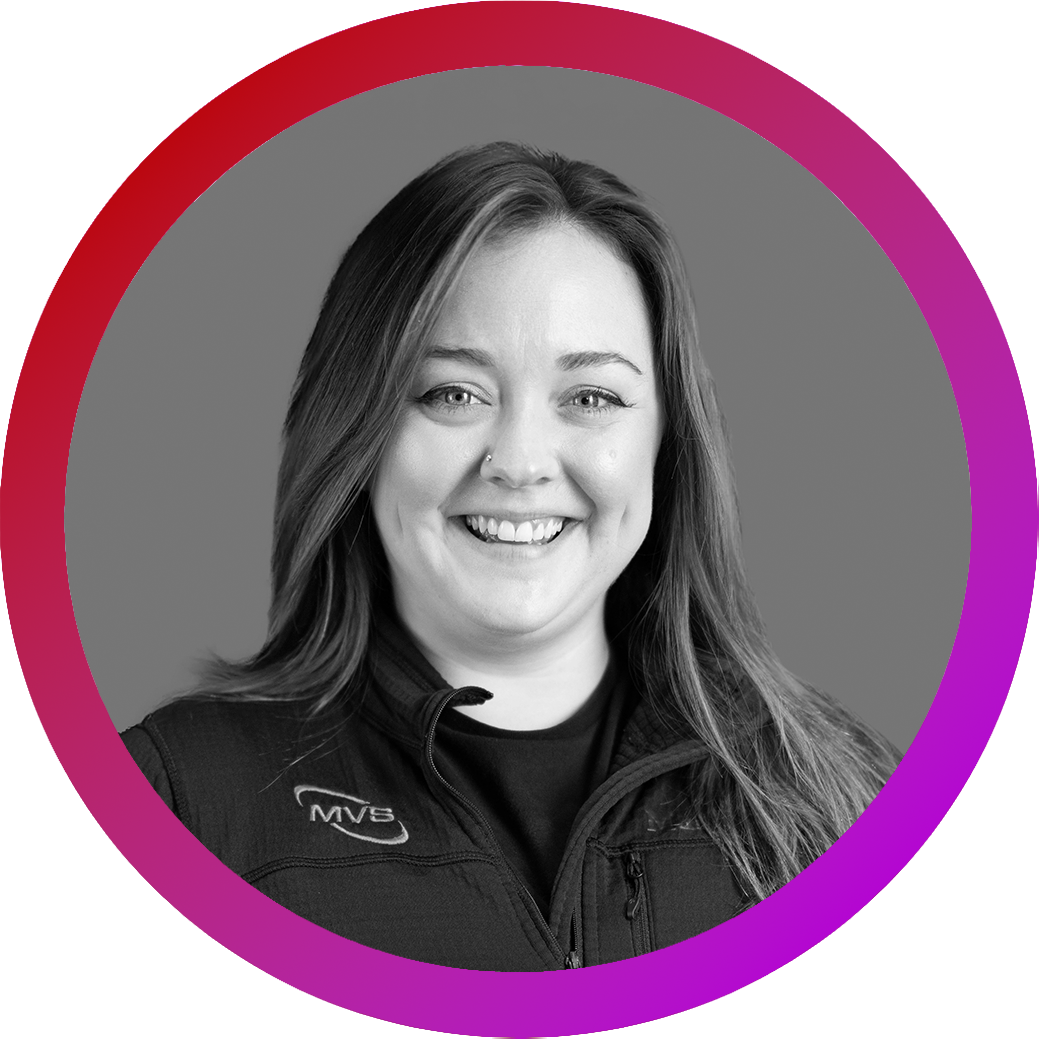 picture of woman in black and white styling with a round border