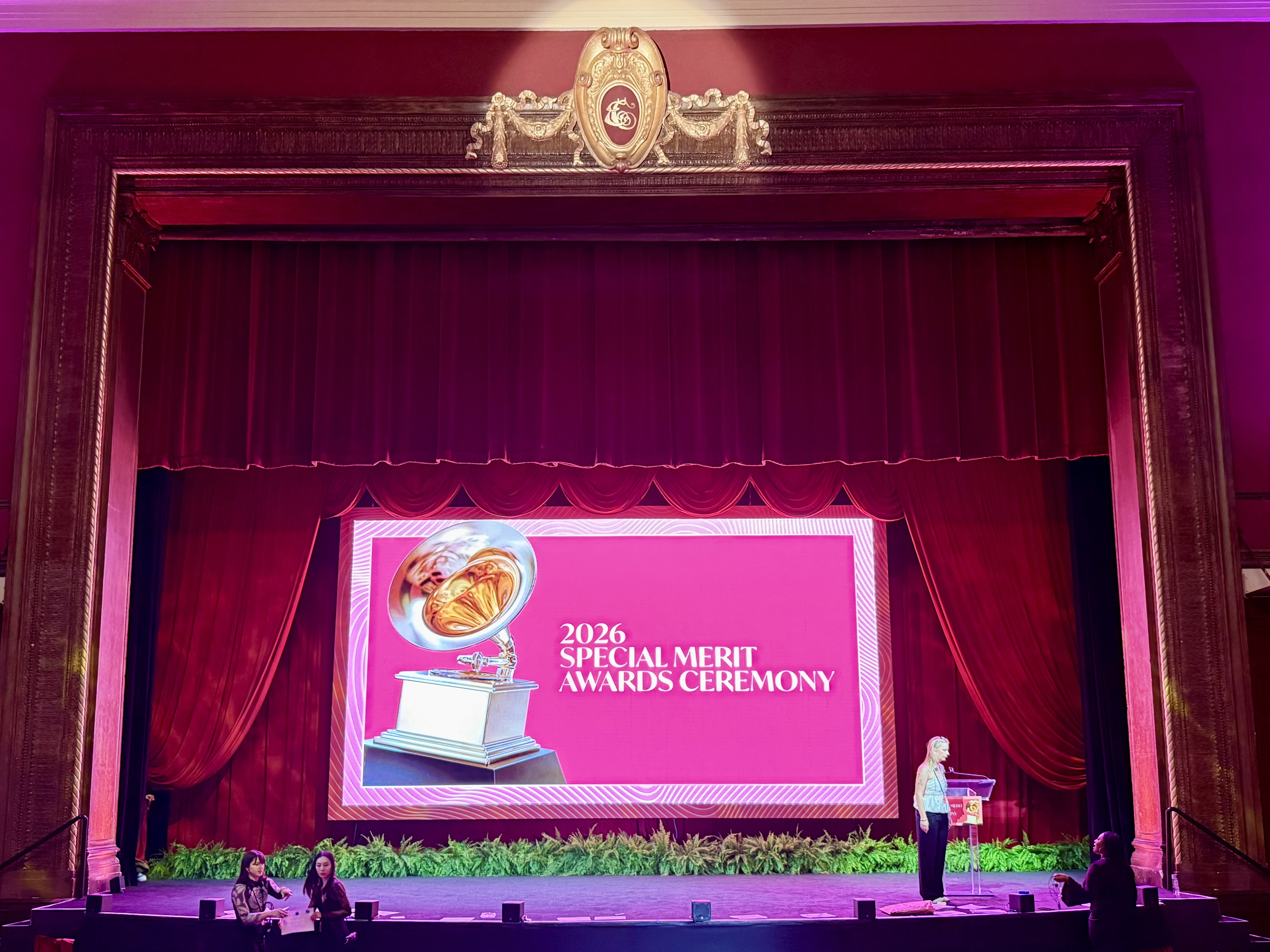 Picture of an LED screen background at a conference event