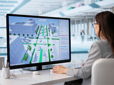 Construction engineers reviewing plans and supervising high-rise building project on-site in Florida