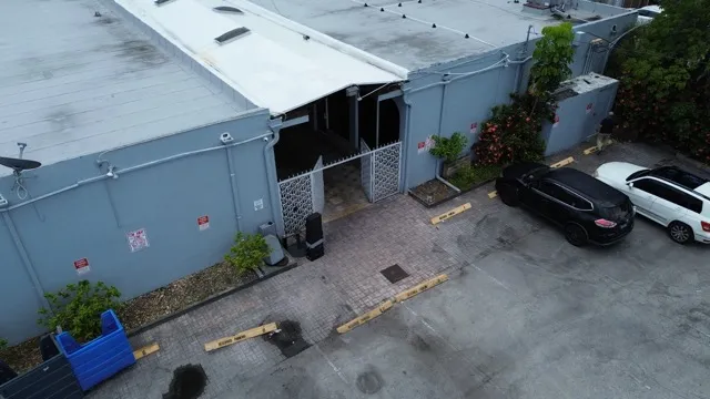 Commercial plaza roof and site aerial during BSIP inspection in Fort Lauderdale