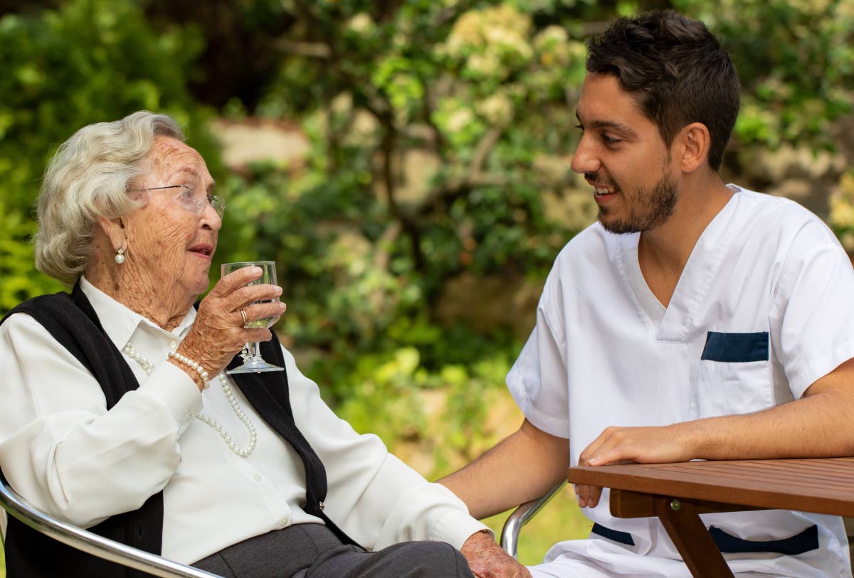 senior with support aid