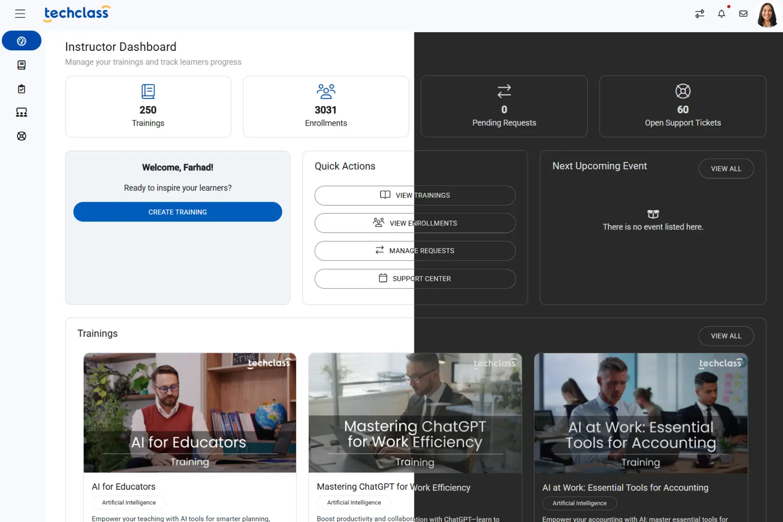 Dashboard mockup