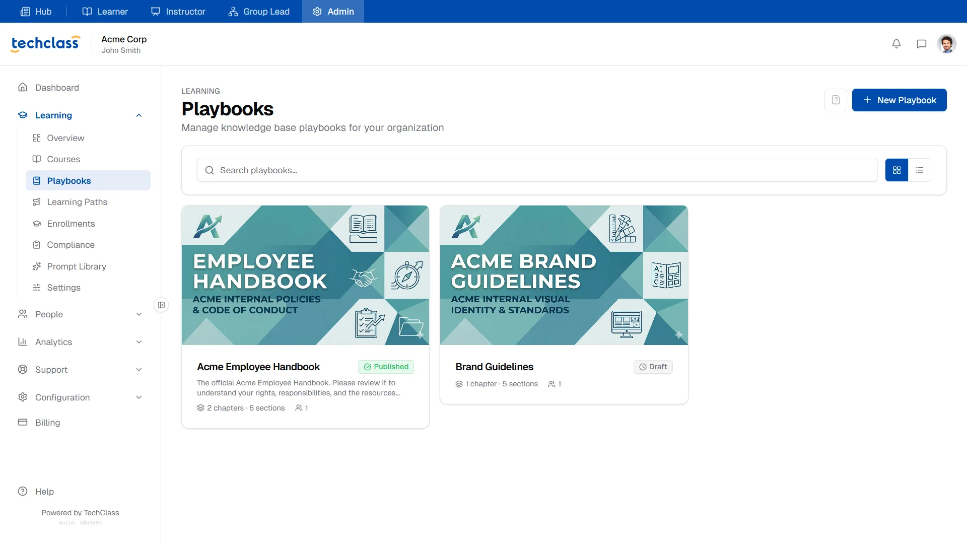 TechClass Playbooks for Internal Knowledge