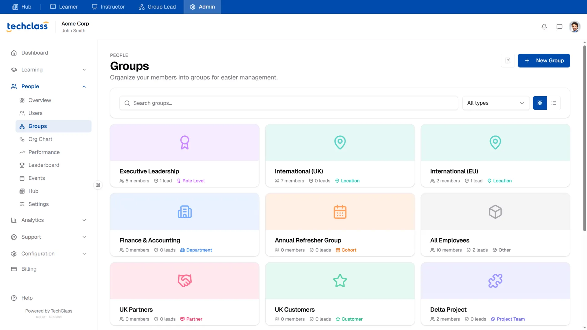 TechClass Groups and Manager Visibility Feature