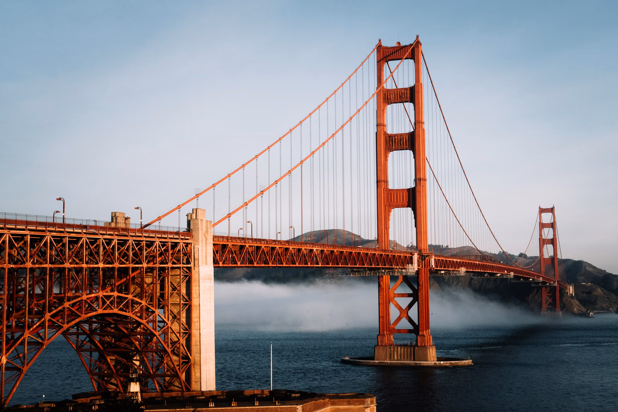 The Golden Gate Bridge in the fog, San Francisco