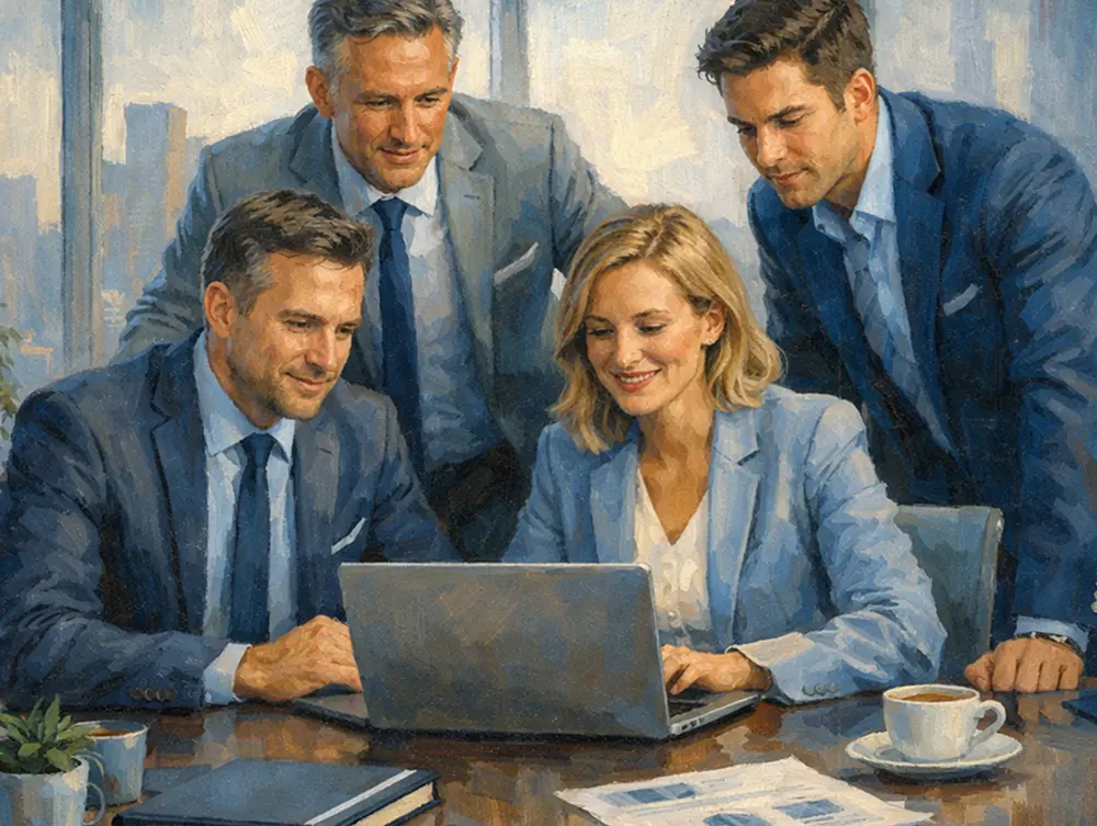 Zespół kobiet pracujących w nowoczesnym biurze nad analizą danych