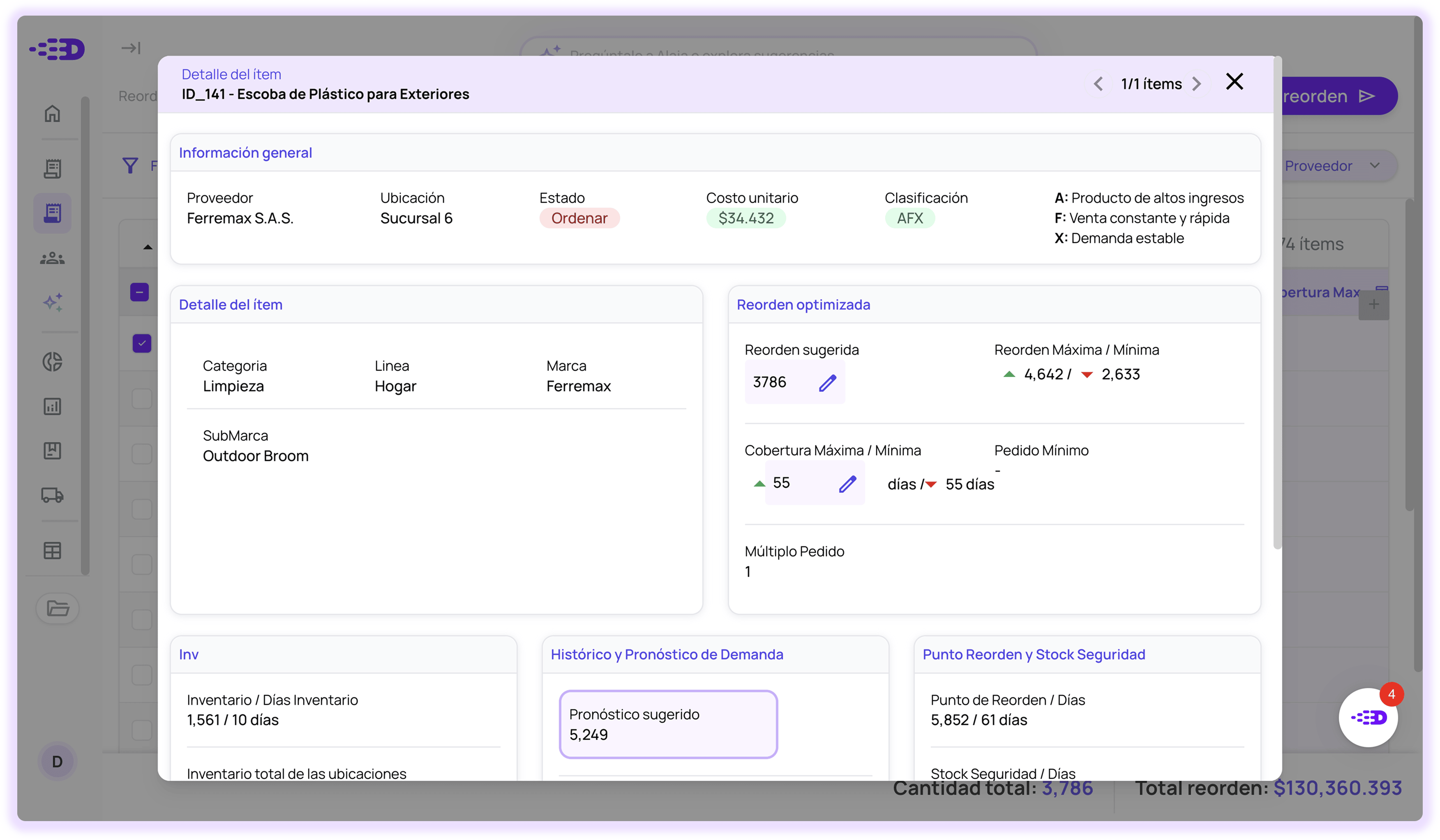 Software de cadeia de suprimentos com IA: reordenamento inteligente