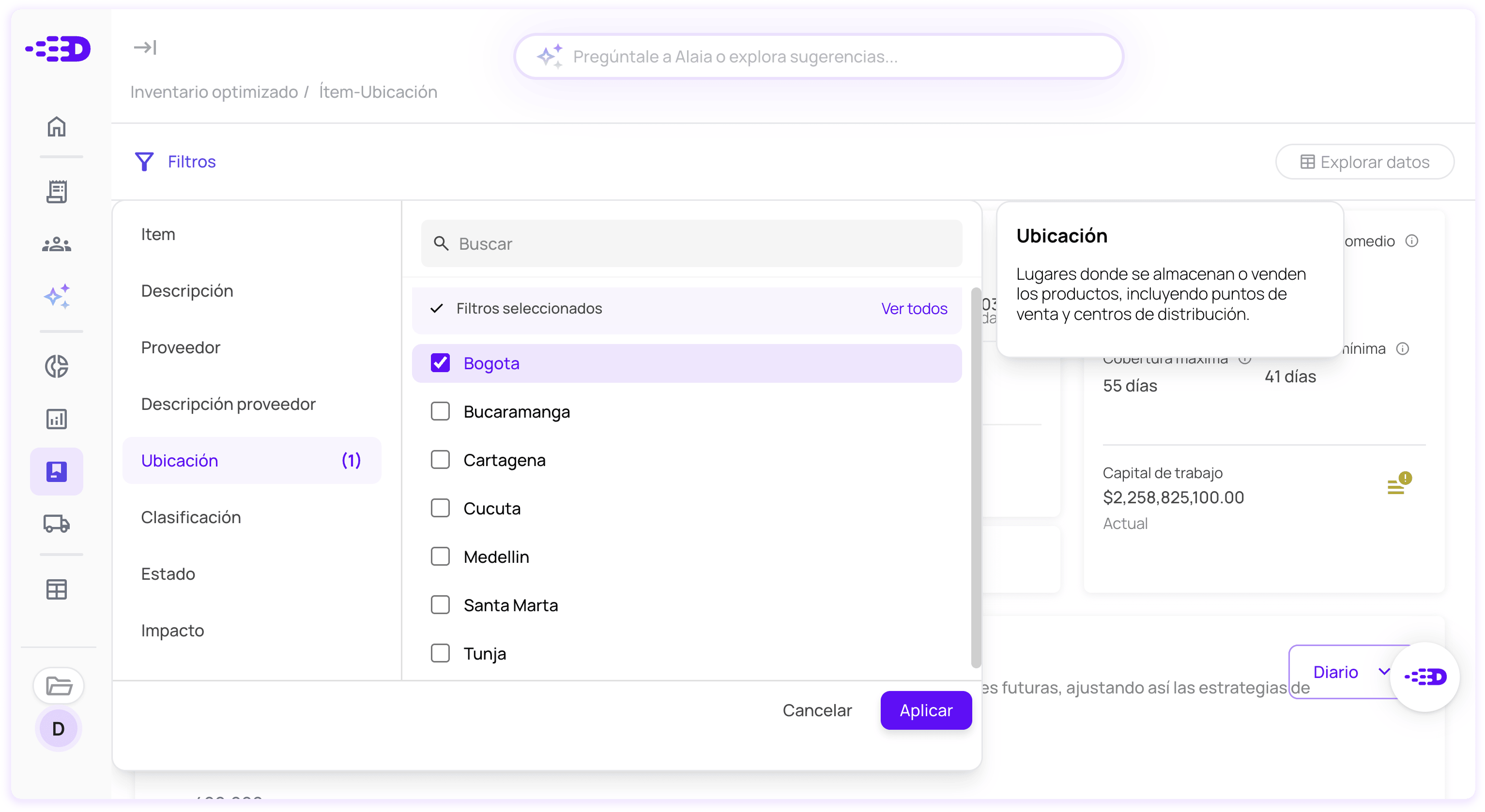 software de gestão de estoque: Filtrar por fornecedor, produto ou localização