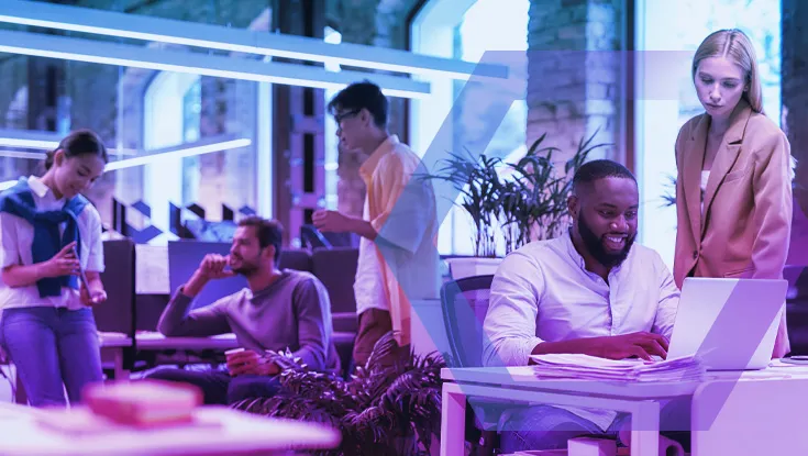 Young professionals. Group of multiracial business people working together in the creative co-working space