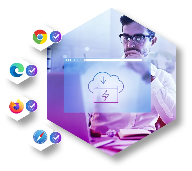 Photo Illustration of Browser SSE technology securely connecting different web browsers.