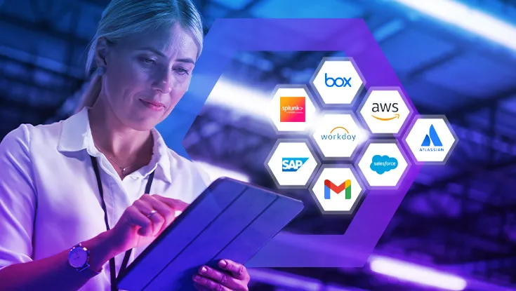 woman on device access cloud applications
