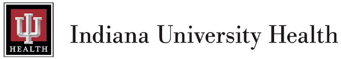 Indiana University Health logo with IU letters and 'Health' text below on a maroon background.