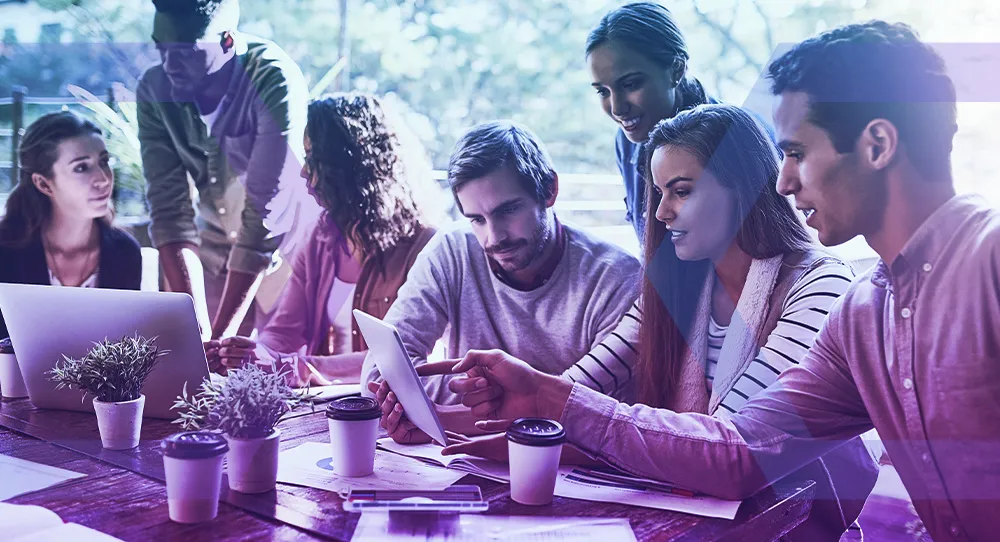 Diverse team working together