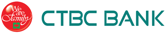 CTBC Bank logo with a red circle stating We are Family on the left and teal text to the right.