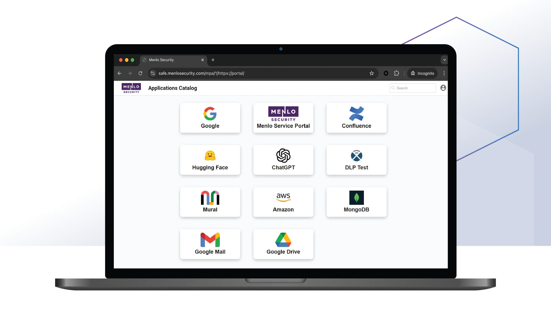 Secure Application Access Screen View