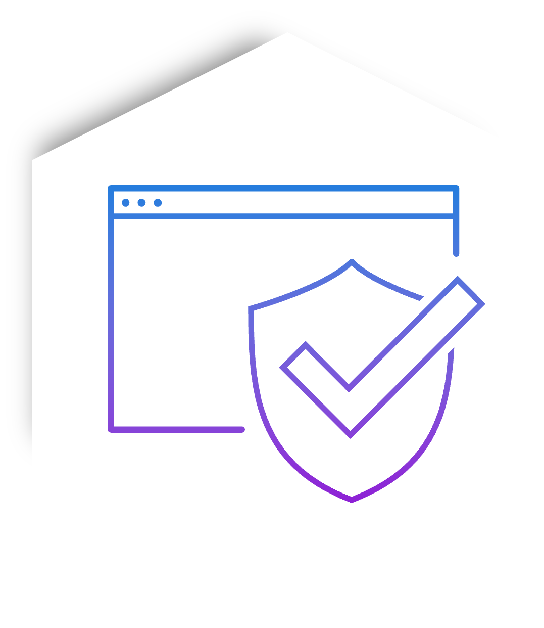 Icon of a browser window with a security shield and checkmark, symbolizing safe and trusted web browsing