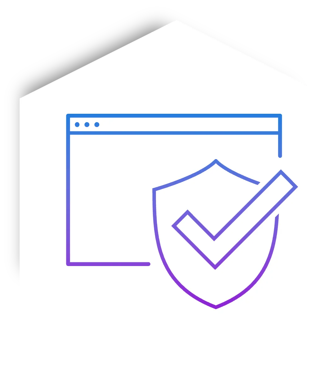 Icon of a browser window with a security shield and checkmark, symbolizing safe and trusted web browsing