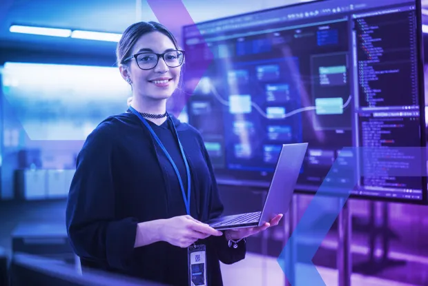 An IT manager confidently manages her infrastructure after replacing complex VDI with Menlo Secure Application Access. This image highlights the solution's ability to reduce VDI TCO and free up valuable IT resources from maintenance overhead