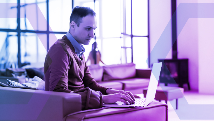 A security professional works on a laptop, representing the ability to gain immediate insights into a security incident. The image symbolizes how response teams can view browser session recordings in near-real time to diagnose and resolve threats quickly.