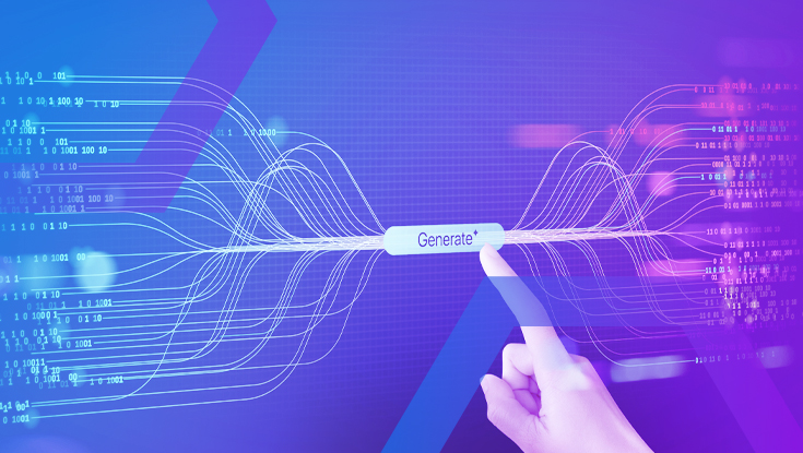 A person interacts with an AI interface, symbolizing the advanced AI and machine learning used in Threat Prevention. This represents how HEAT Shield AI analyzes complex data to proactively stop AI-powered phishing and zero-hour malware.