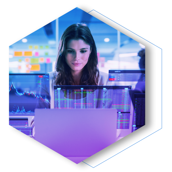 A professional woman works intently on her laptop, representing a secure user experience without friction. The image symbolizes how Menlo's proactive file sanitization disarms and rebuilds over 220 file types, preventing system compromise without interrupting the user's workflow.